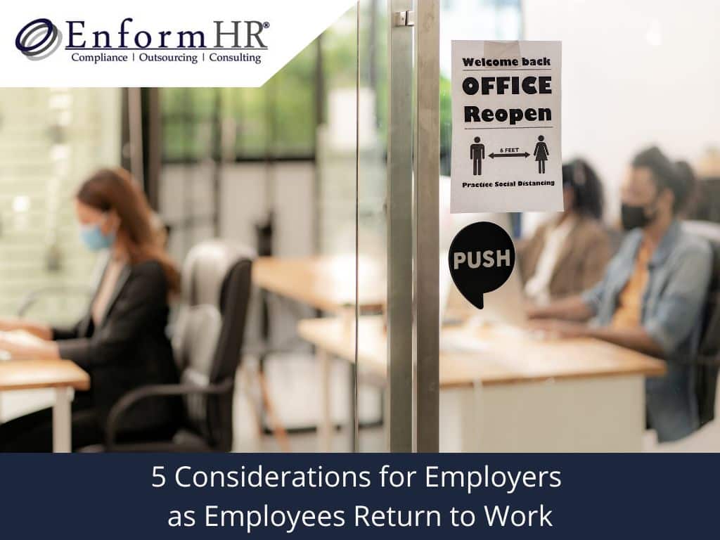 5 considerations employers as employees return to work
