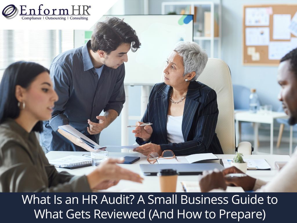 HR audit team reviewing compliance documents, employee records, and workplace policies to help small businesses prepare for an HR audit.